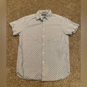 Denim and Flower Slim Fit Collared Casual Button Down Shirt